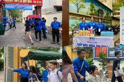 Các 'siêu nhân áo xanh' tiếp sức cho thí sinh thi lớp 10 'vượt ngàn chông gai'