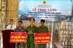 Công an thị xã An Khê trao tặng kinh phí cho hộ khó khăn ở làng Pơ Nang