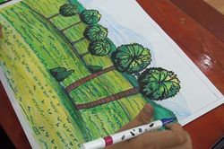 Học sinh Tri Tôn trổ tài vẽ tranh về lễ hội, văn hóa và du lịch