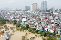Mực nước sông Hồng đang rút sau khi đạt đỉnh