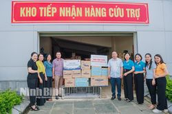 Sở Y tế phối hợp với các công ty dược phẩm trao tặng thuốc ủng hộ bà con vùng lũ Nho Quan, Gia Viễn