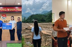 Hoa hậu Đỗ Thị Hà đến làng Nủ động viên, hỗ trợ bà con sau bão Yagi