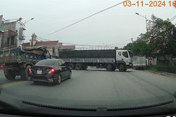 Ô tô tải quay đầu xe sai quy định gây nguy hiểm cho các phương tiện trên Quốc lộ 46