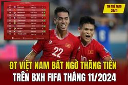 Tin thể thao 29/11: Đội tuyển Việt Nam bất ngờ thăng tiến trên bảng xếp hạng FIFA tháng 11/2024