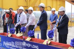 Hợp long cầu vượt sông Đáy nối tỉnh Ninh Bình và tỉnh Nam Định