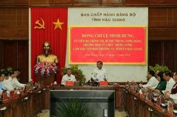 Trưởng Ban Tổ chức Trung ương làm việc với Ban Thường vụ Tỉnh ủy Hậu Giang