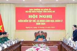 Đồng chí Nguyễn Đức Trung dự, chỉ đạo kiểm điểm Ban Thường vụ Đảng ủy Bộ đội Biên phòng tỉnh