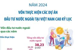 Năm 2024, vốn thực hiện các dự án đầu tư nước ngoài tại Việt Nam cao kỷ lục