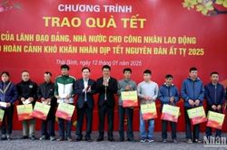 Viện Kiểm sát nhân dân tối cao tặng quà Tết cho người lao động khu Kinh tế Thái Bình