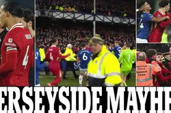 Mưa thẻ đỏ vì ẩu đả ở trận Everton vs Liverpool, HLV Arne Slot cũng bị đuổi