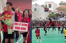 Bích Tuyền đập bóng như búa bổ ở hội làng, tuyển thủ bóng chuyền Việt Nam vô địch liên tiếp và nhận 'mưa tiền thưởng'