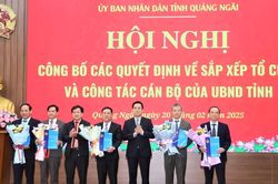 Công bố lãnh đạo chủ chốt 5 sở mới ở Quảng Ngãi
