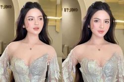 Vợ Quang Hải 'đẹp căng tràn' khi diện váy hoa hậu