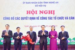 Sở Nội vụ Nghệ An công bố quyết định tổ chức bộ máy và công tác cán bộ