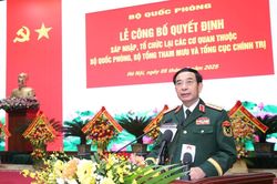Công bố quyết định sáp nhập, tổ chức lại các cơ quan thuộc Bộ Quốc phòng, Bộ Tổng Tham mưu và Tổng cục Chính trị QĐND Việt Nam
