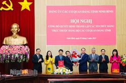 Công bố các Quyết định thành lập các tổ chức đảng trực thuộc Đảng bộ các cơ quan Đảng tỉnh