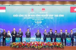 Thủ tướng Phạm Minh Chính và Thủ tướng Singapore cùng khởi công Khu công nghiệp VSIP Thái Bình