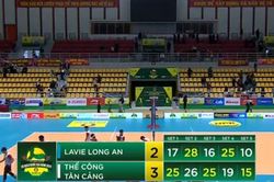 Chủ công cao 2m10 rực sáng, Thể Công Tân Cảng thắng nghẹt thở đội bóng chuyền Long An
