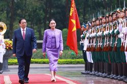 Thủ tướng Phạm Minh Chính chủ trì lễ đón Thủ tướng Thái Lan Paetongtarn Shinawatra