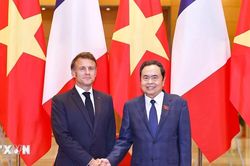 Chủ tịch Quốc hội Trần Thanh Mẫn hội kiến Tổng thống Pháp Emmanuel Macron