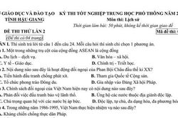Đề thi thử tốt nghiệp trung học phổ thông môn Lịch sử của Hậu Giang