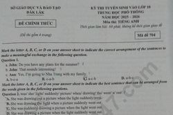 Đề thi và đáp án vào lớp 10 năm 2025 môn Tiếng Anh tại Đắk Lắk