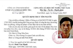 Cơ quan Cảnh sát điều tra Công an tỉnh Ninh Bình truy tìm người bị nghi thực hiện tội phạm