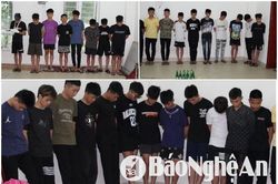 Bắt 28 thanh niên chém nhau tại cây xăng đôi Quán Bàu, thành phố Vinh