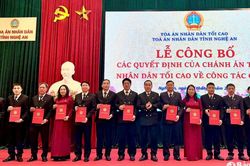 Nghệ An công bố quyết định bổ nhiệm 12 Chánh án Tòa án nhân dân khu vực