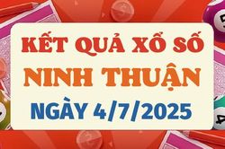 Kết quả xổ số Ninh Thuận hôm nay 4/7/2025 - XSNT 4/7