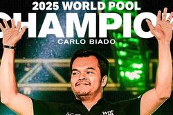 Thắng kịch tính cơ thủ số một thế giới, 'Hắc hổ' Carlo Biado vô địch World Pool Championship 2025