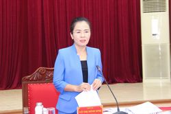 Đồng chí Võ Thị Minh Sinh chủ trì duyệt Đại hội Đảng bộ 5 xã: Quỳnh Lưu, Quỳnh Anh, Quỳnh Tam, Mường Xén, Tiền Phong