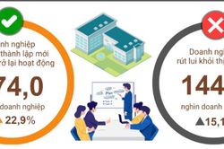 Bình quân 1 tháng có 24,9 nghìn doanh nghiệp thành lập mới, trở lại hoạt động