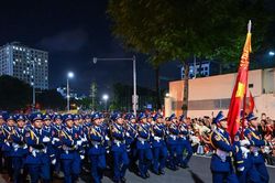 Lực lượng đại diện Cảnh sát biển Việt Nam tham gia tổng hợp luyện diễu binh, diễu hành tại Quảng trường Ba Đình