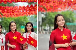 Các người đẹp phim giờ vàng VTV rạng rỡ trong buổi tập luyện chuẩn bị lễ diễu binh, diễu hành 2/9