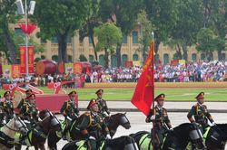 Đội kỵ binh oai dũng cùng dàn chiến mã tinh nhuệ trên Quảng trường Ba Đình lịch sử