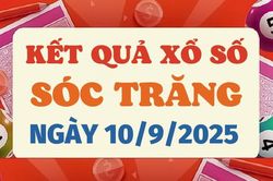 Kết quả xổ số Sóc Trăng hôm nay 10/9/2025 - XSST 10/9