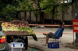 Tái diễn tình trạng hàng rong bày bán tràn lan dọc Đại lộ Thăng Long