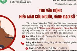 Thư vận động 'Hiến máu cứu người, hành đạo Bồ-tát'