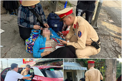 Cảnh sát giao thông kịp thời sơ cứu, đưa người phụ nữ bất tỉnh đi cấp cứu