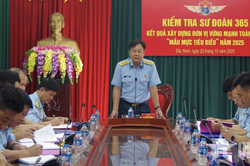 Kiểm tra công tác xây dựng đơn vị vững mạnh toàn diện 'Mẫu mực, tiêu biểu' đối với Sư đoàn Phòng không 365