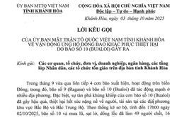 Ủy ban MTTQ Việt Nam tỉnh Khánh Hòa kêu gọi ủng hộ đồng bào các tỉnh khắc phục thiệt hại do bão số 10 gây ra