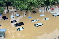 Thái Nguyên chìm trong biển nước, ôtô ngập không thấy hình dạng