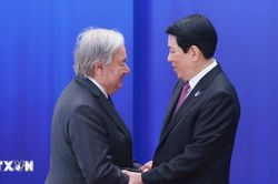 Chủ tịch nước Lương Cường đón Tổng Thư ký LHQ và các đoàn quốc tế dự Lễ mở ký Công ước Hà Nội