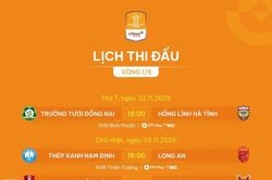 Lịch thi đấu vòng 1/8 Cúp Quốc gia 2025/26