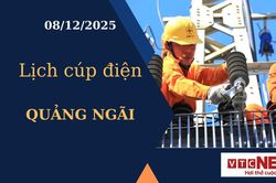 Lịch cúp điện hôm nay ngày 8/12/2025 tại Quảng Ngãi