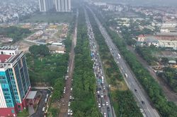 Sở Xây dựng Hà Nội phân luồng giao thông phục vụ sửa chữa Đại lộ Thăng Long
