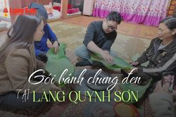 Trải nghiệm gói bánh chưng đen tại làng du lịch cộng đồng Quỳnh Sơn (xã Bắc Sơn)