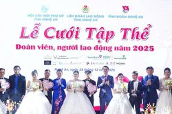 Ấm áp lễ cưới tập thể 'Vòng tay Công đoàn - Vững bước tình yêu' cho 11 cặp đôi công nhân Nghệ An