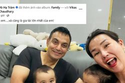 V&otilde; Hạ Tr&acirc;m khoe tổ ấm vi&ecirc;n m&atilde;n b&ecirc;n chồng doanh nh&acirc;n Ấn Độ v&agrave; hai con bản sao